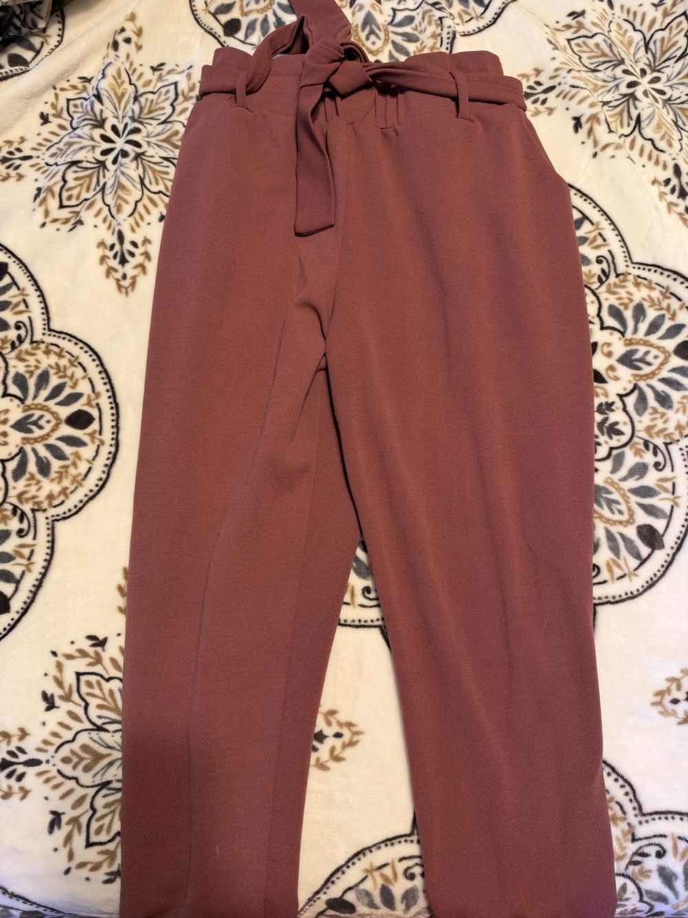 Maurices Paperbag Waist Straight Pants in Rosewood
